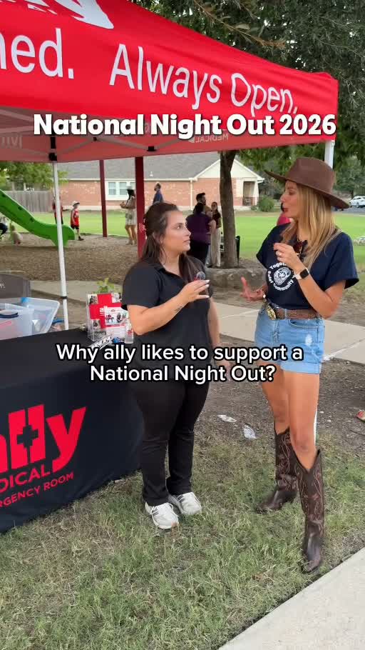 Mariana interviewing a representative at National Night Out